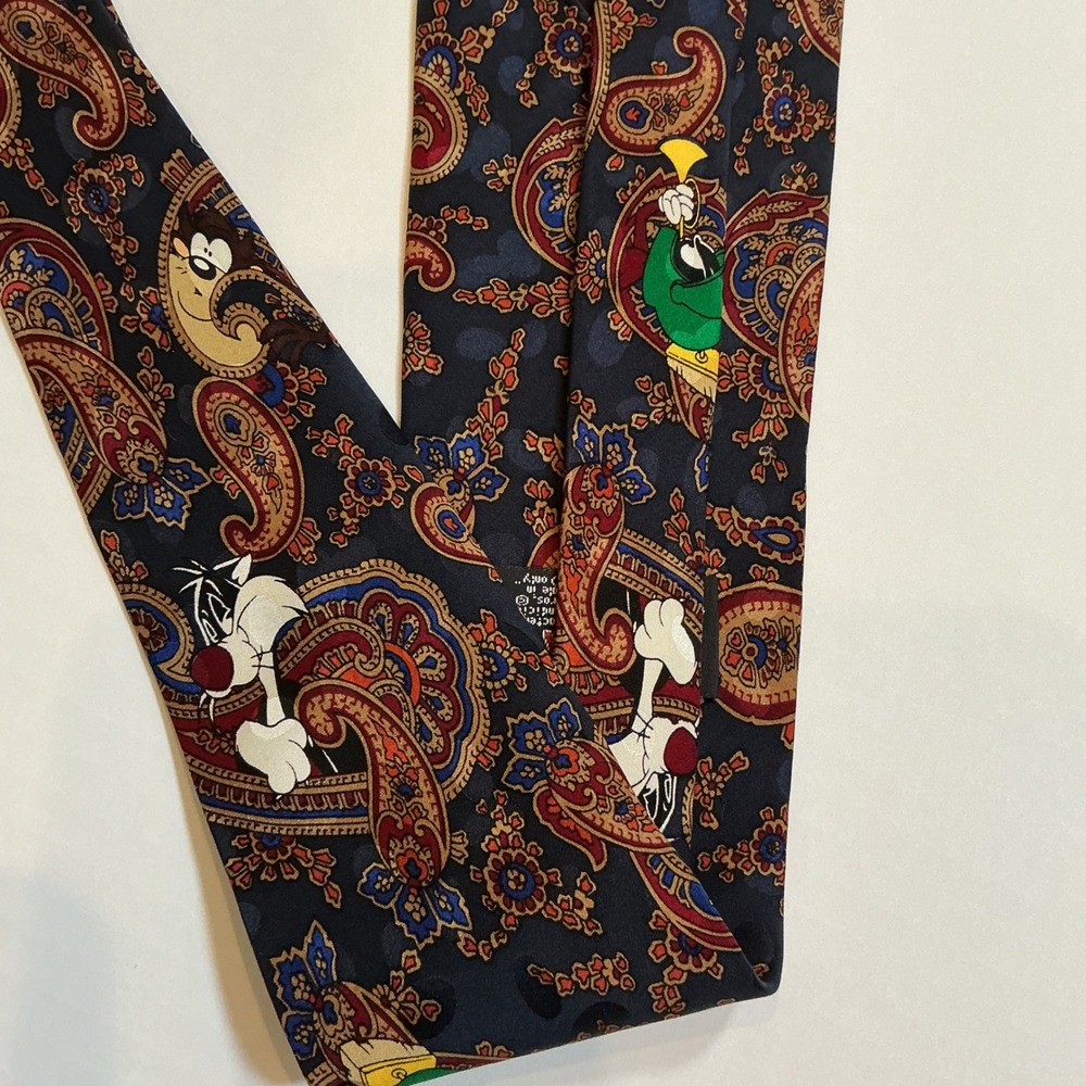Vintage Looney Tunes Mania Silk Tie Tweety Bird Sylvester‎ Daffy Duck
